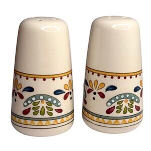 Bobby Flay Salt & Pepper Shaker Set Sevilla 3.75” Earthenware 3,4 Hole Excellent